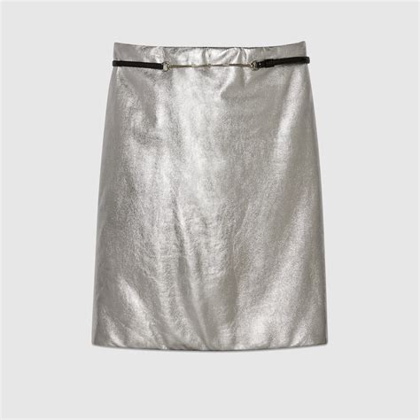 Padded leather skirt with Horsebit 